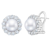 FRESHWATER PEARL & DIAMOND HALO EARRINGS